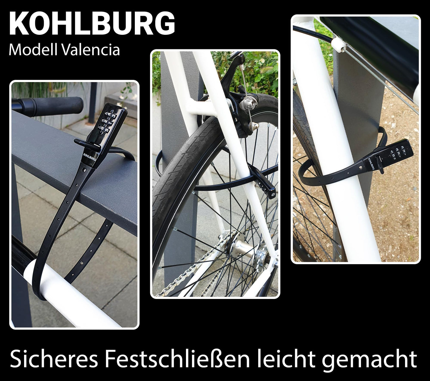 KOHLBURG ultra-light combination lock - 70g light with numeric code - 50cm bike lock small and secure - cable tie lock also for road bike scooter roller - helmet lock ski lock & child lock