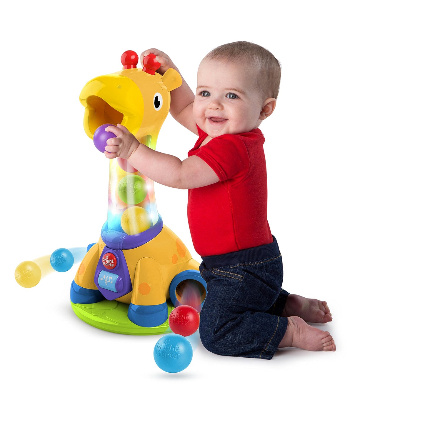 Bright Starts Spin & Giggle Giraffe Ball and Popper musical activity toy, age 12 months +