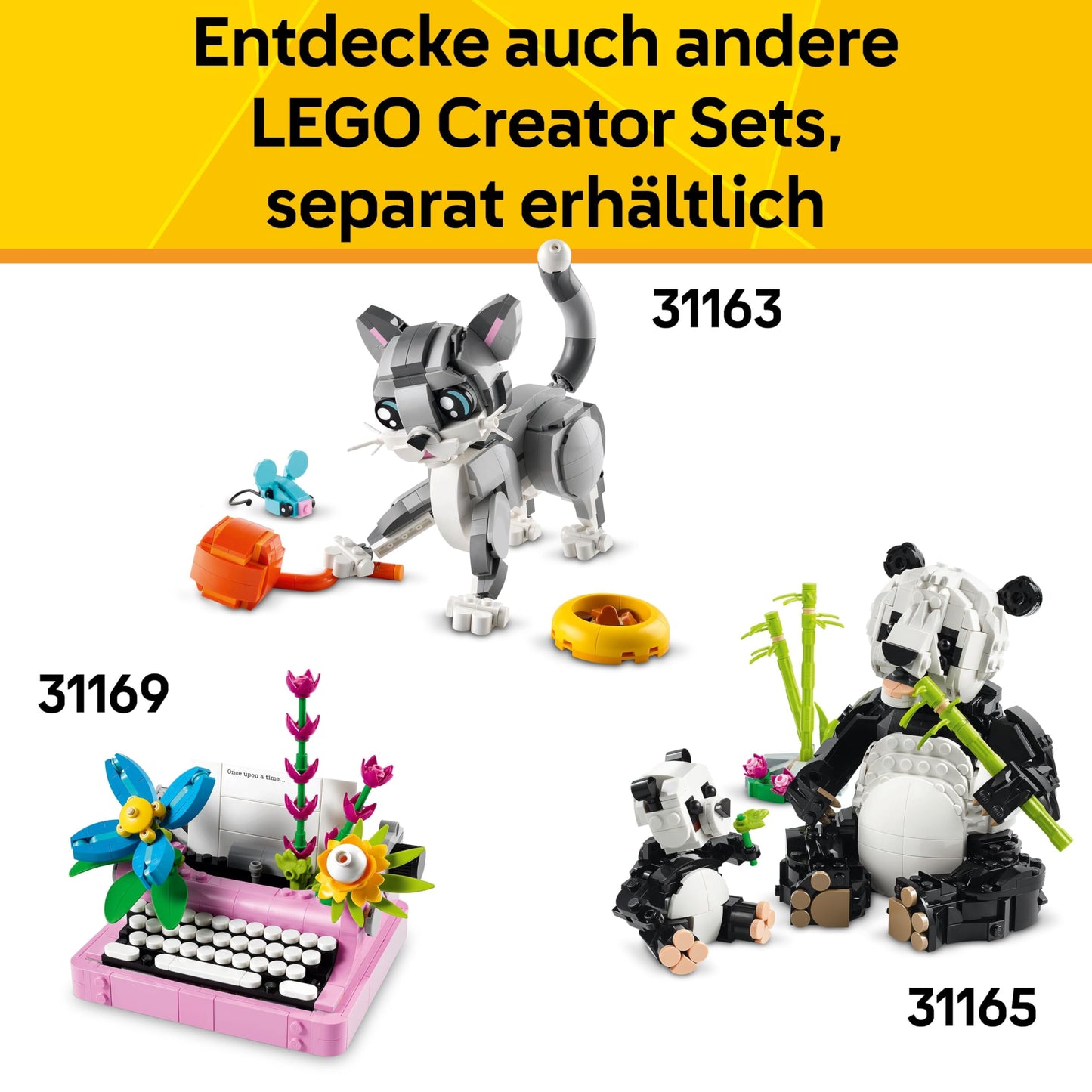 LEGO Creator 3in1 Wild Animals: Pink Flamingo - rebuild into a Cockatoo minifigure or an Axolotl - Creative toy - Birthday gift for girls and boys ages 8+ - 31170