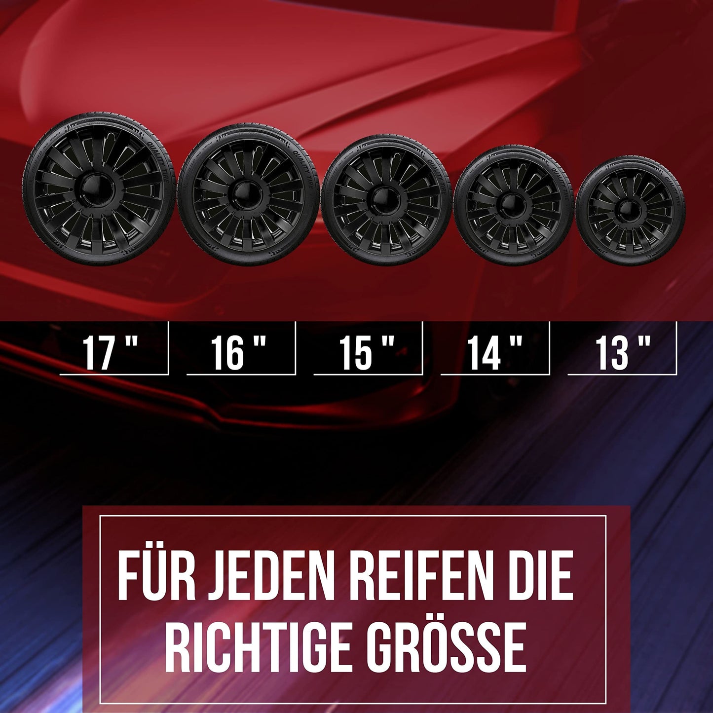 Albrecht 13 inch wheel covers in black for steel rims - Wind hubcaps made of high-quality plastic - Durable wheel covers in original Albrecht packaging - Made in EU