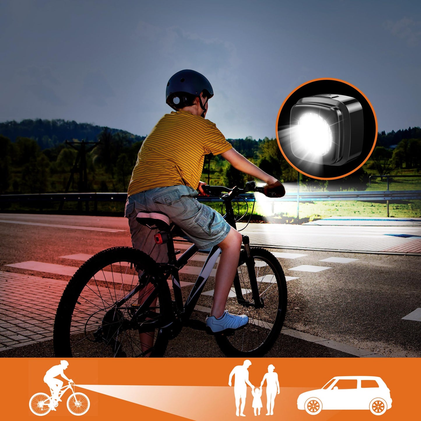 OnMeto Front Bike Light, IPX5 Waterproof Bicycle Lamp, USB Type-C Rechargeable Bike Light for Bike (Black)
