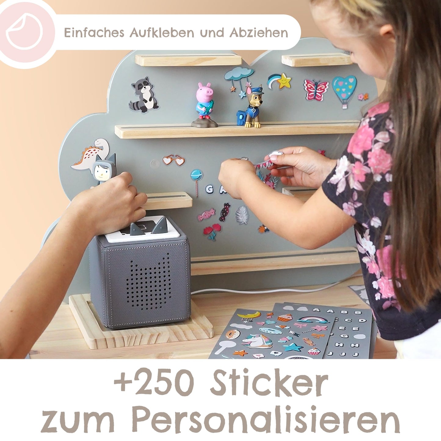 Milula Studios Tonie Shelf Cloud Large for 55 Tonies, for Toniebox & Tonie Audio Figures, Girls & Boys, Storage, Figures, Tonie Shelf