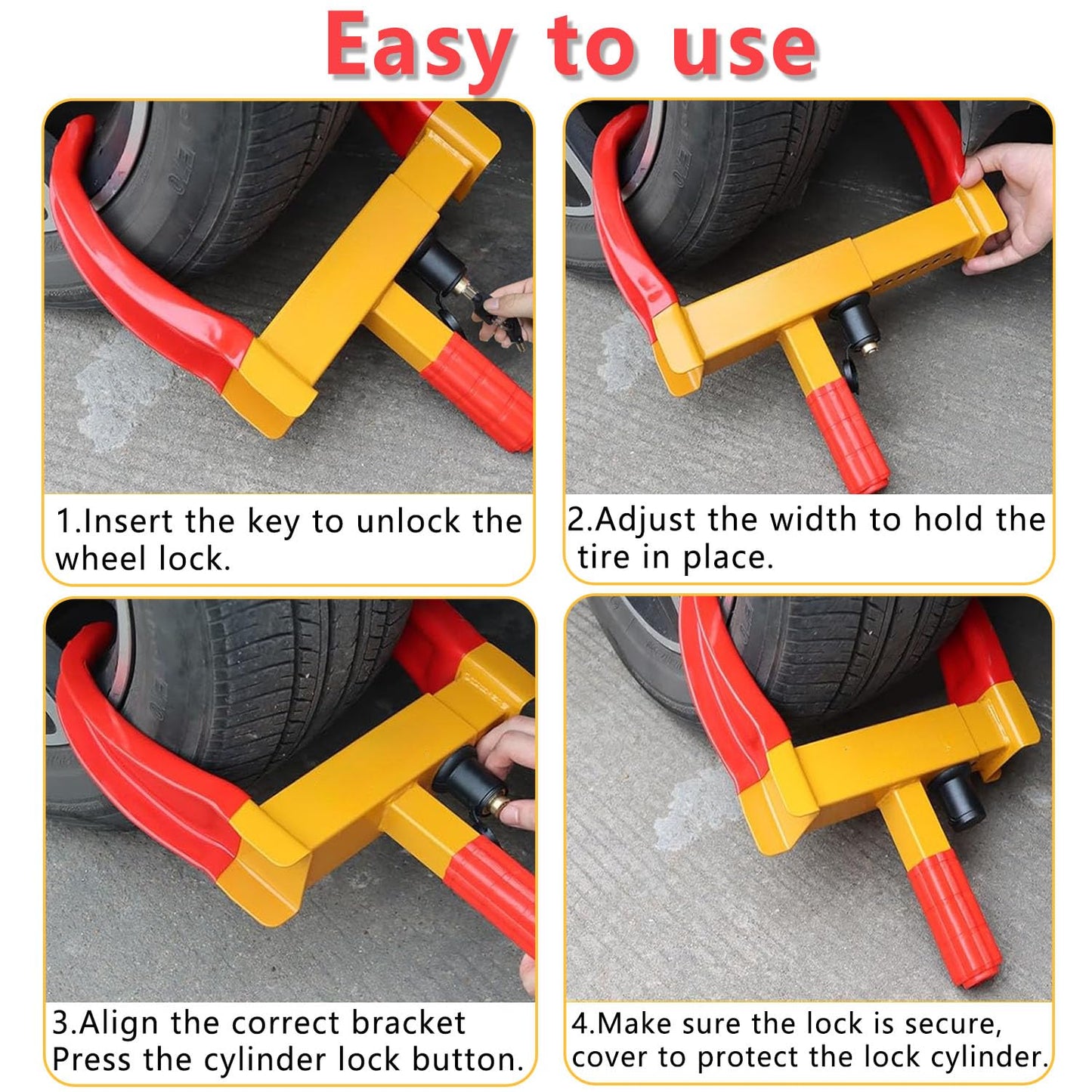 KEELYY immobilizer wheel clamp parking clamp anti-theft device with 2 keys, rim clamp tire clamp immobilizer anti-theft device for trailers caravans cars, RV