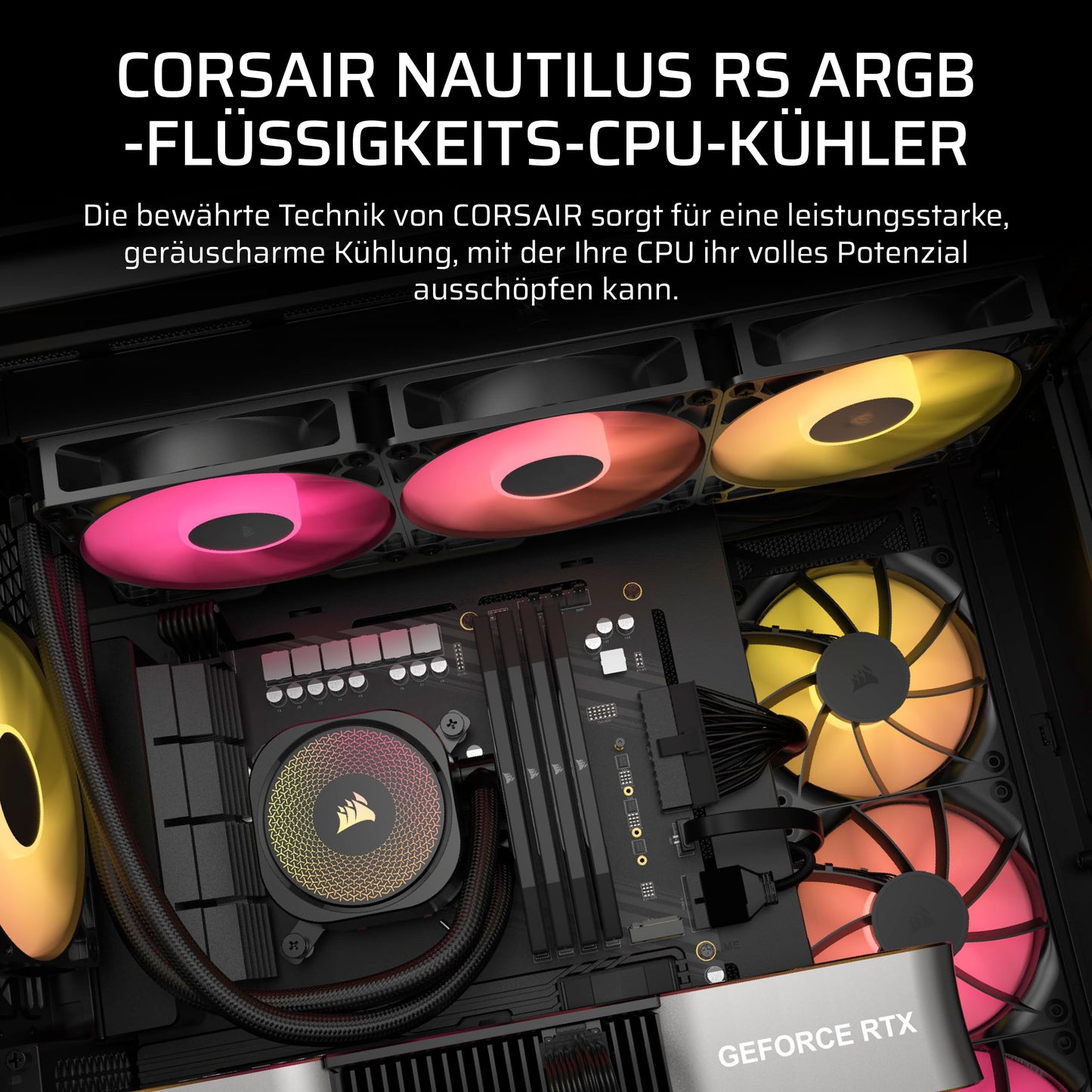 CORSAIR Nautilus 360 RS ARGB CPU Liquid Cooler - 360mm AIO - Low Noise - Direct Motherboard Connection - Intel LGA 1851/1700, AMD AM5/AM4 - 3X RS120 ARGB Fans Included - Black