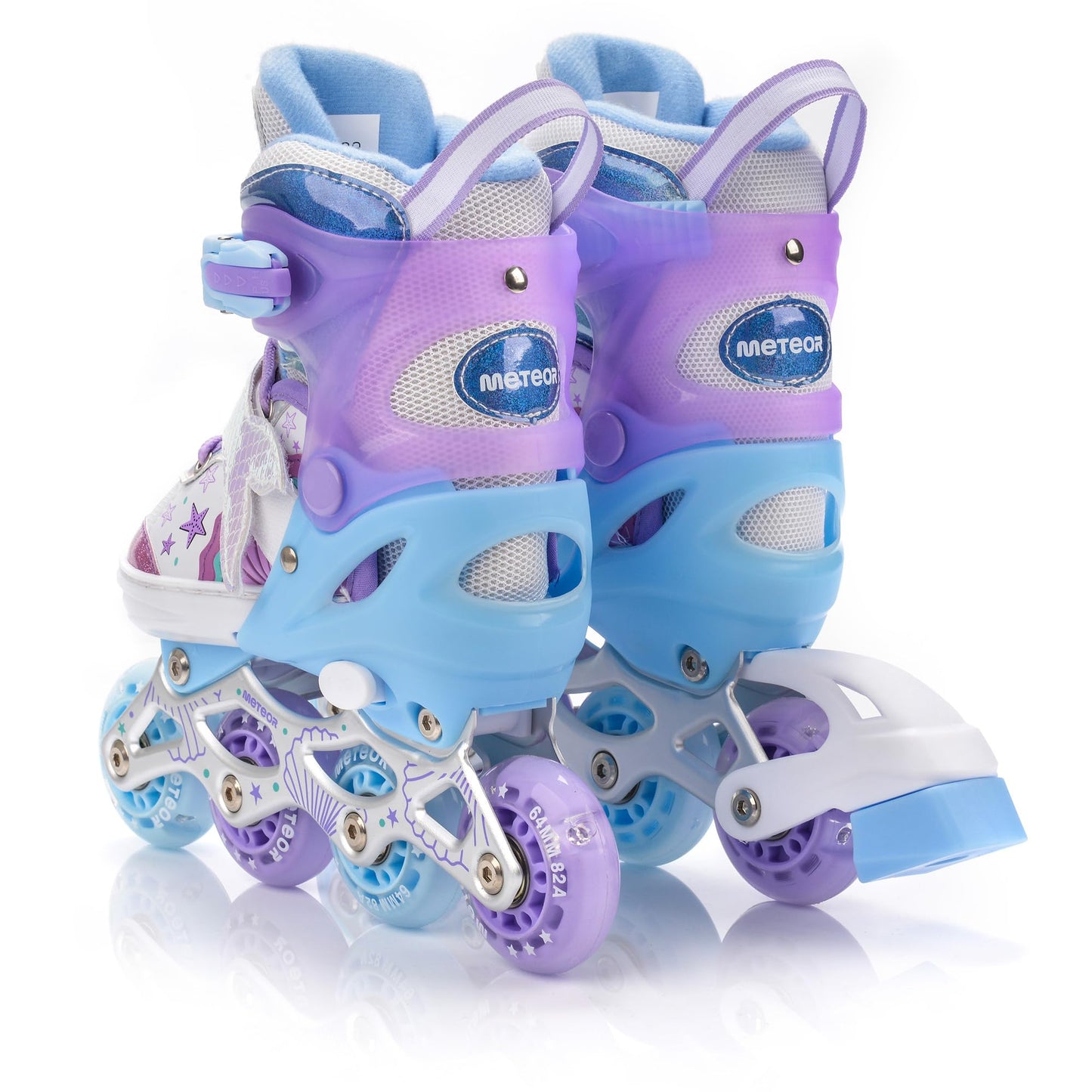 meteor® Inlineskates 4in1 Children's Inline Skates Roller Skates Roller Blades Quad Skates Carbon Children's Adjustable Shoe Big Wheels