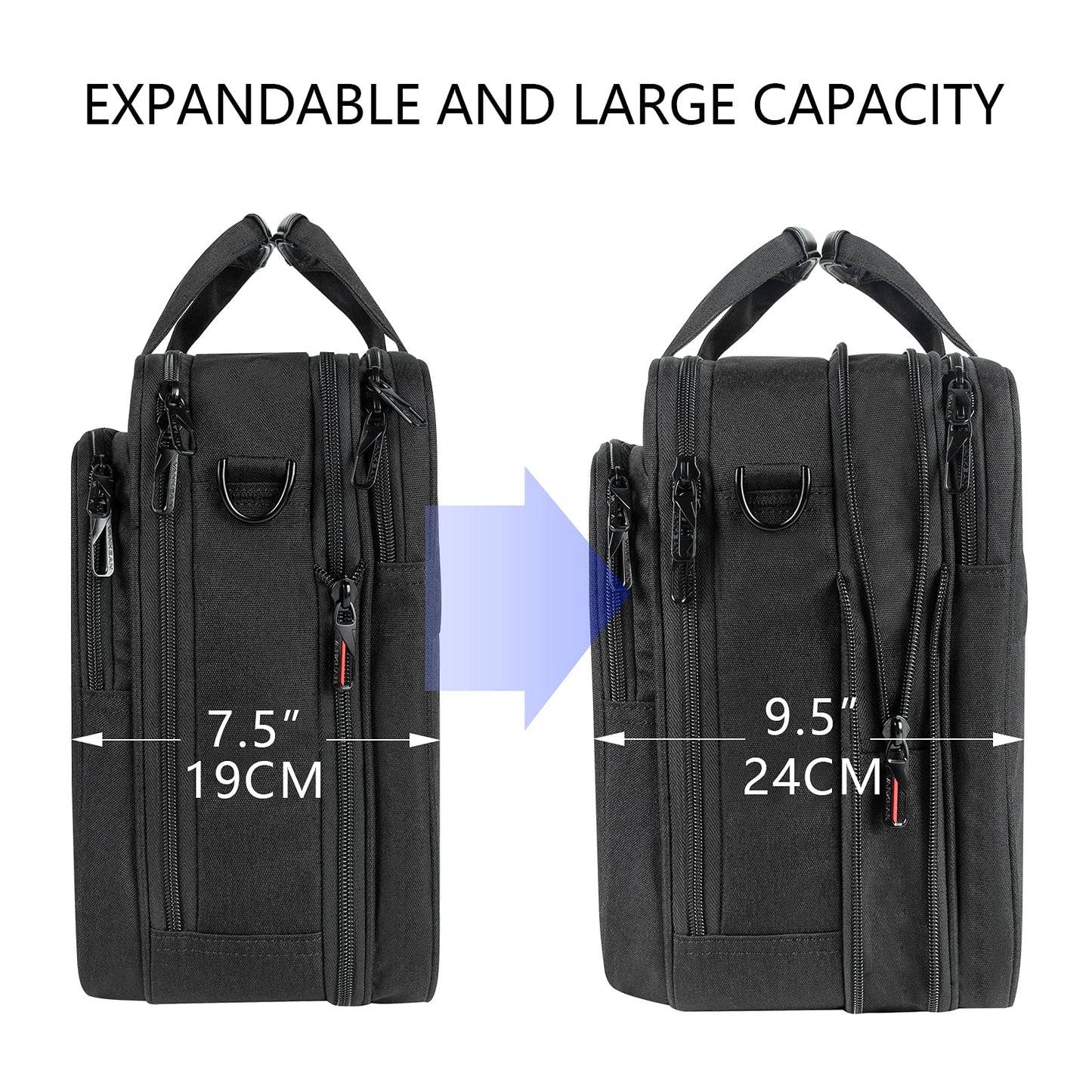VANKEAN Laptop Bag for Women Men Business Briefcase 17.3 Inch, Fits up to Laptops, Waterproof Laptop Case Computer Bag for Travel/Business/School, Black