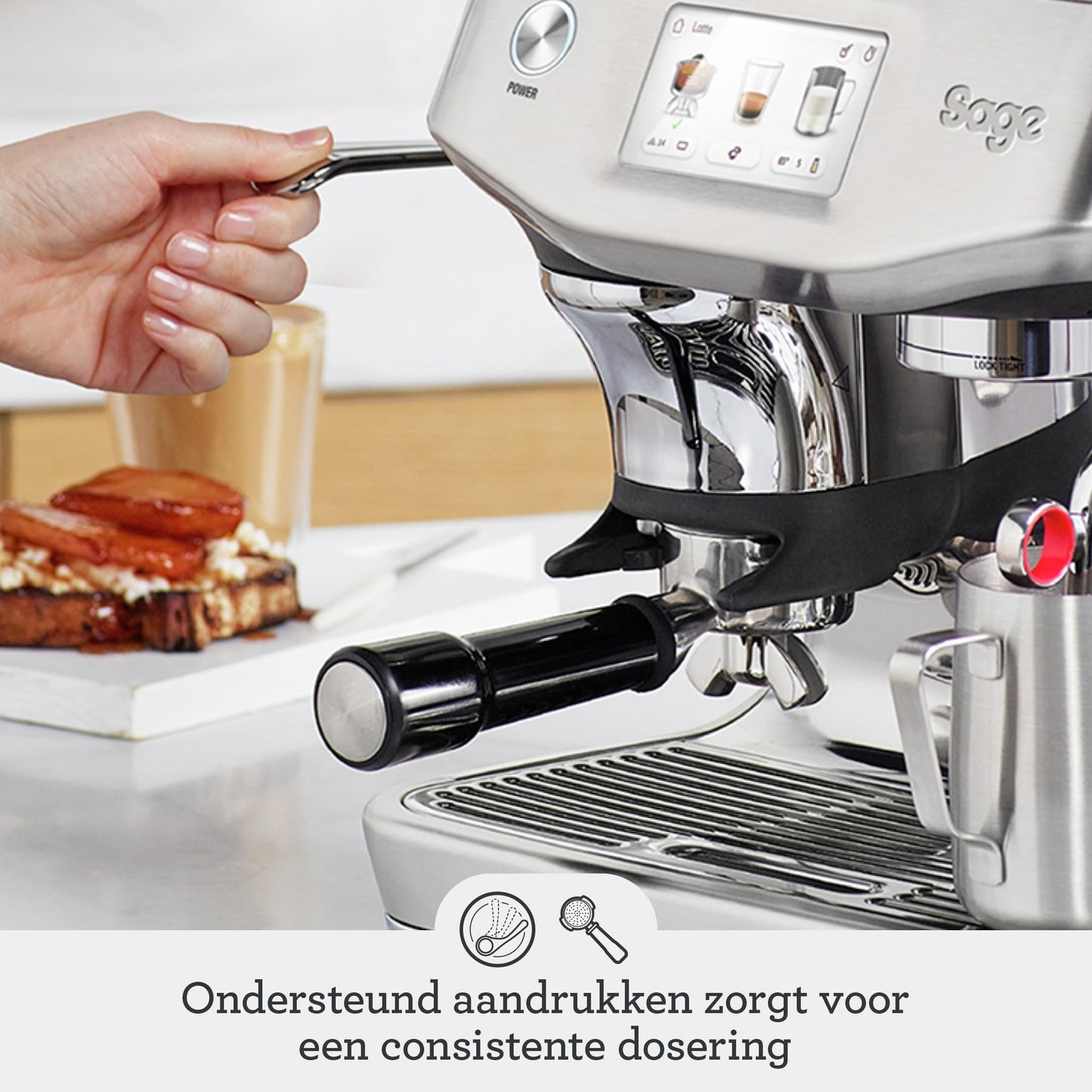 Sage - The Barista Touch Impress - coffee machine with automatic milk frothing, built-in grinder & Cold Brew function - Intelligent dosing, assisted tamping - Black stainless steel
