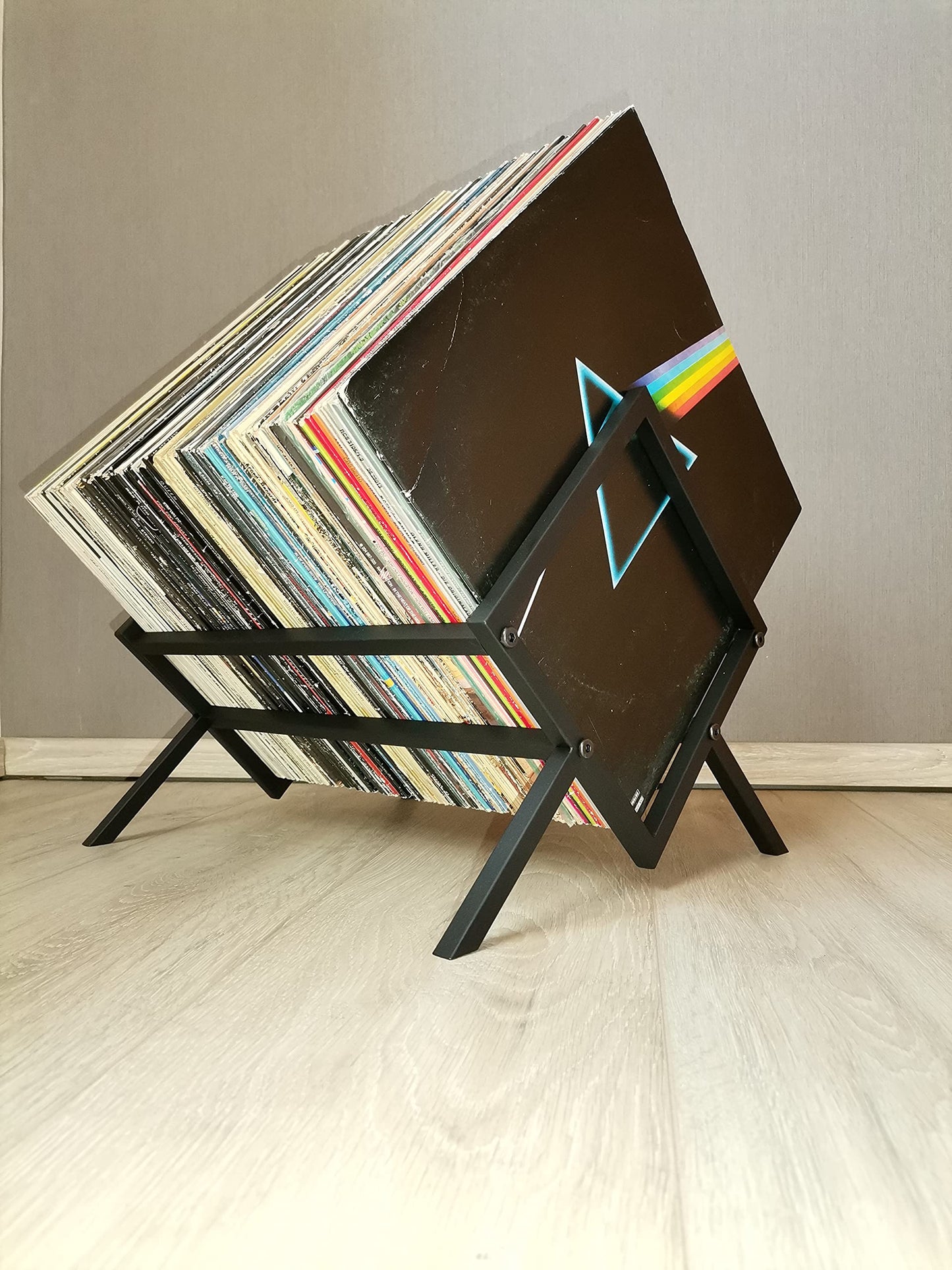 Generic Celloni vinyl record stand made of metal, vinyl storage, 40cm wide vinyl record shelf