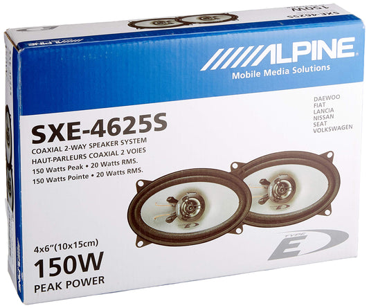 Alpine SXE-4625S - 4x6 inch 2-way coaxial speakers, 60w, black.