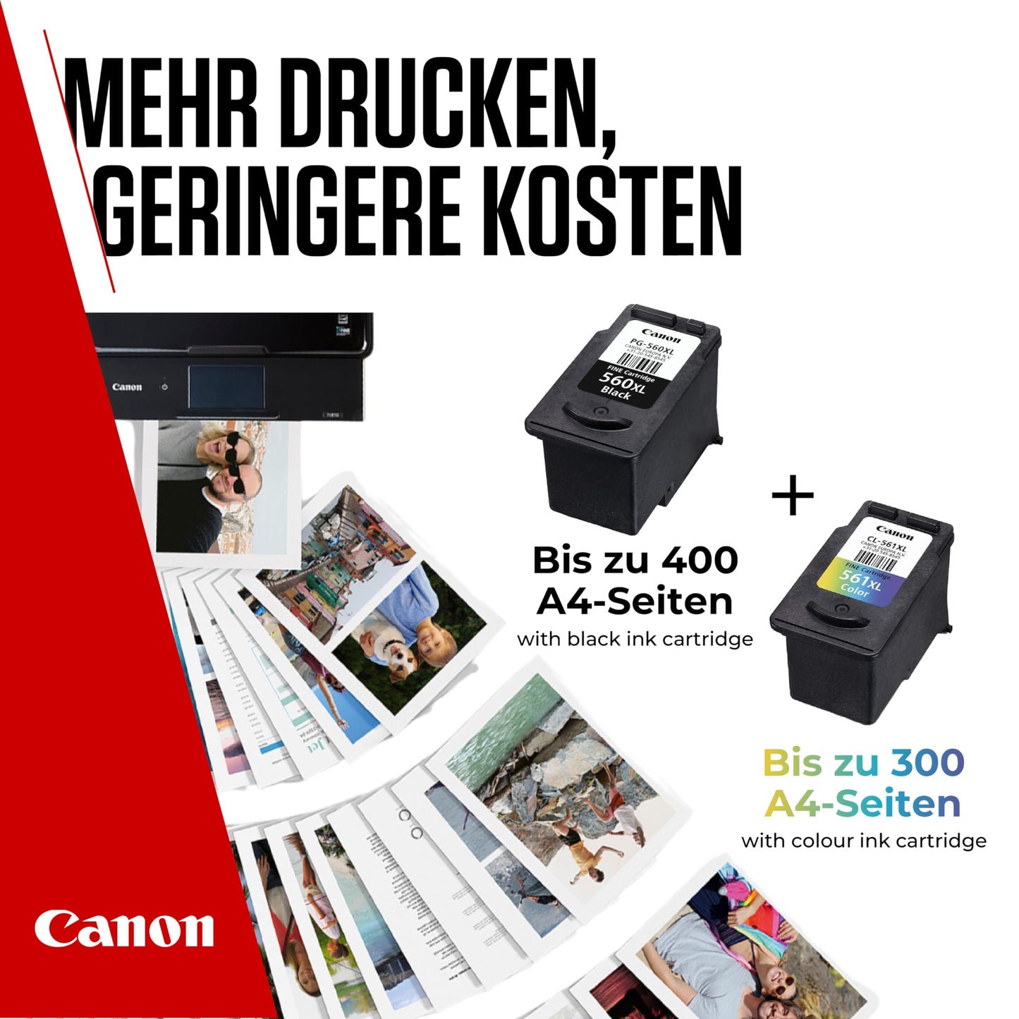 Canon Ink & Paper Multipack - PG-560XL/CL-561XL Original Printer Ink Cartridges 2-Pack (1 x Black XL, 1 x Color XL ink cartridges) & 4x6 Photo Paper (50 Sheets)