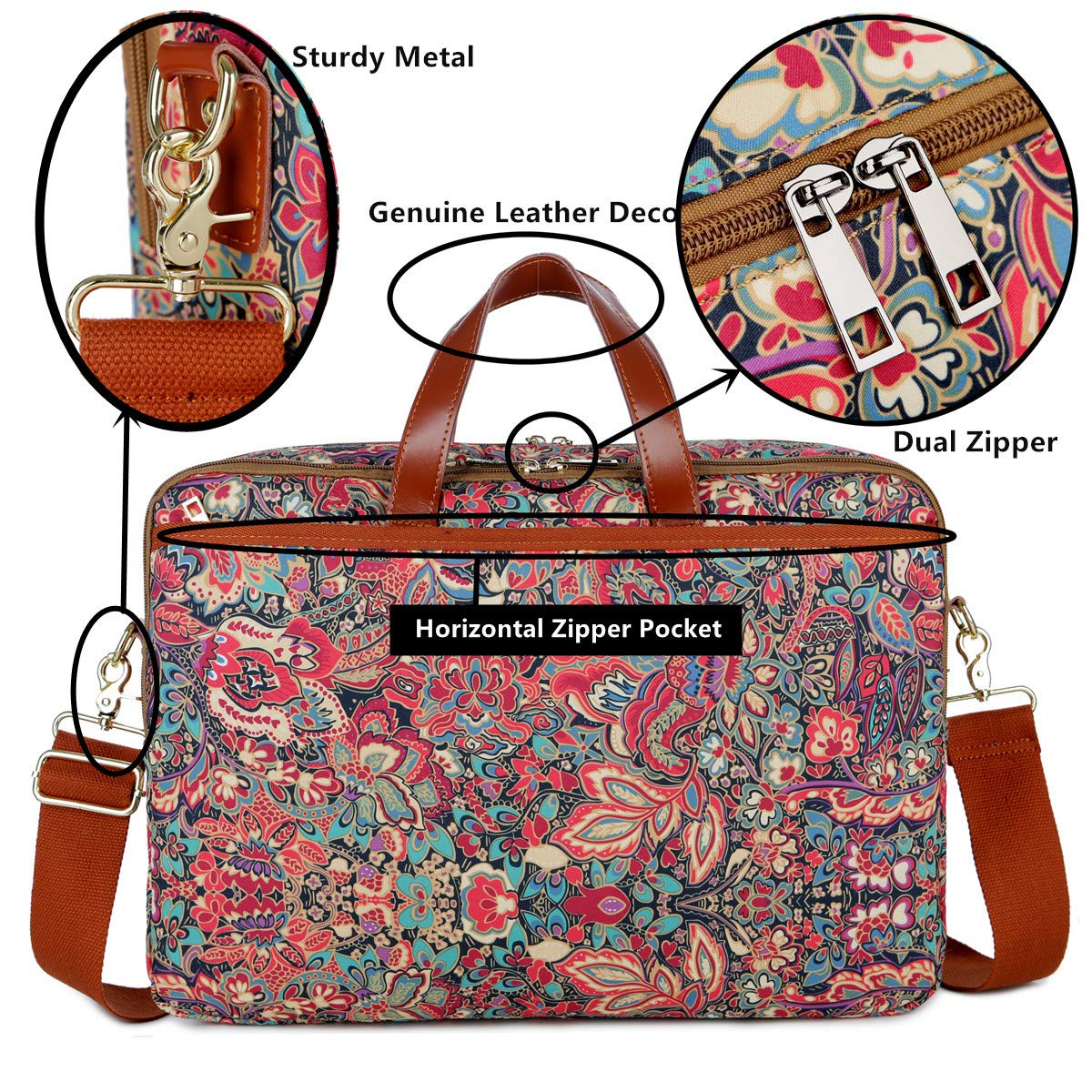 Baosha Women Laptop Bag 17 Inch Briefcase Ladies Shoulder Bags Work Bag Business Bag Multicompartment BC-07 (Multicolor Print HS)