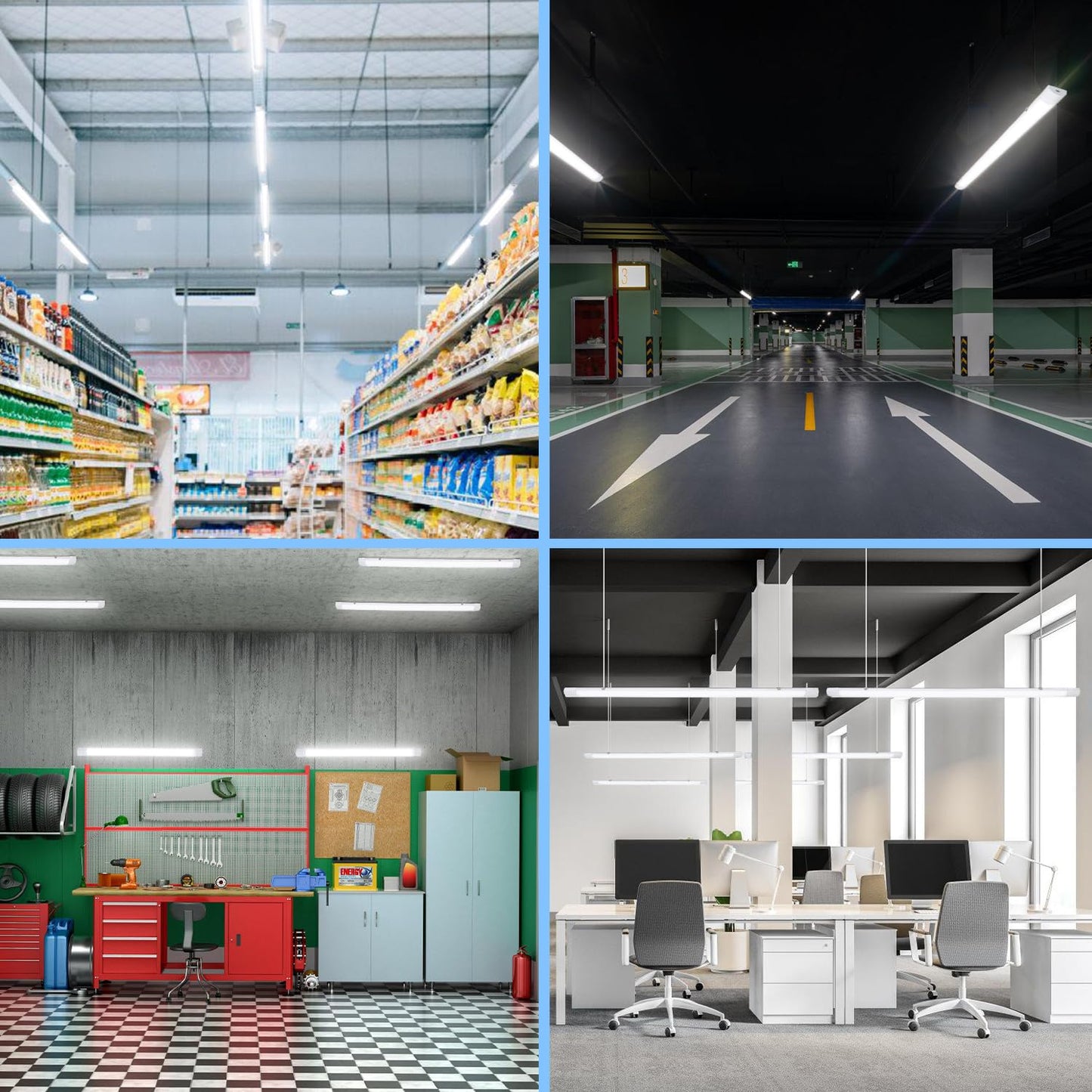 Sunworld LED Moisture-proof luminaire 150cm 8er 4000K Neutral white 48W IP65 Waterproof Tube workshop lamp Tube lamp Complete bath luminaire luminaire for garage cellar office department store.