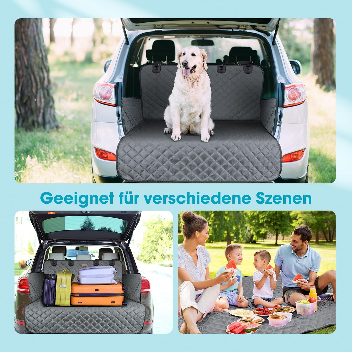 JOEJOY trunk protector for dogs with side and loading sill protection, universal trunk protection mat scratch-resistant for dogs - dog cover car trunk.