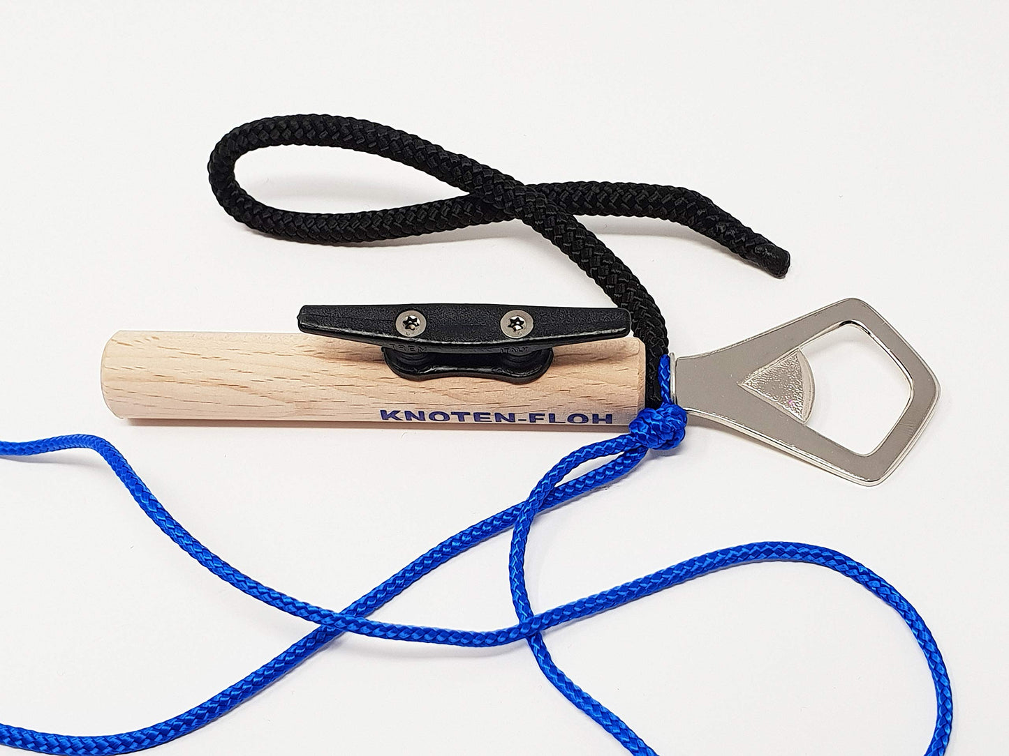 Knot-Flea Knot Exercise Set - Knot learning for SBF Lake & Boat License, Fire Department & Sailor Knots - Knot board with instructions & knot table, Ideal for children & adults (black/blue)