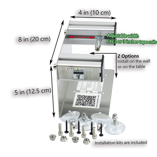 LDS Industry Tape and Label Dispenser, tabletop/wall mount tape dispenser, large tabletop dispenser, stainless steel frame with 2" / 3" suction cup, TTD-01