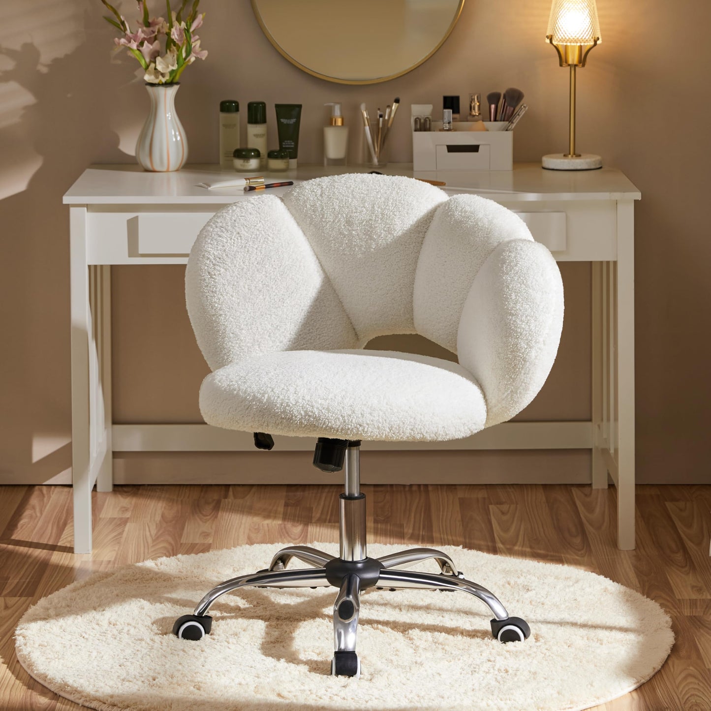 Yaheetech Cloud-shaped Office Chair Ergonomic Desk Chair with up to 136kg Capacity Adjustable Height Computer Chair for Bedroom Office Living Room White