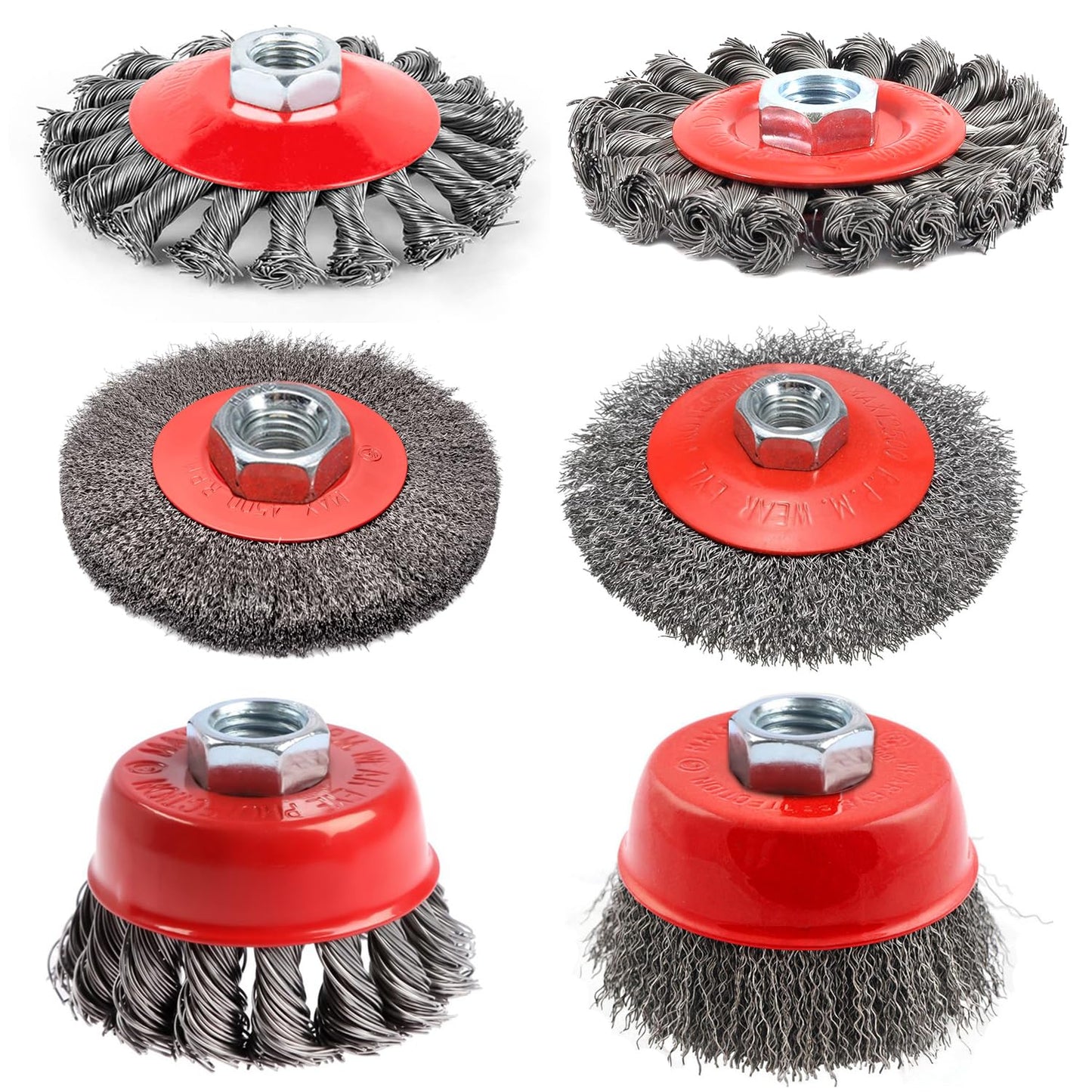 6 Piece Angle Grinder Wire Brush Set, M14 Steel Brush Attachment for Drill, 75/100 mm Wire Brush for Angle Grinder, Cup Brush for Drill, for garden weed and moss.