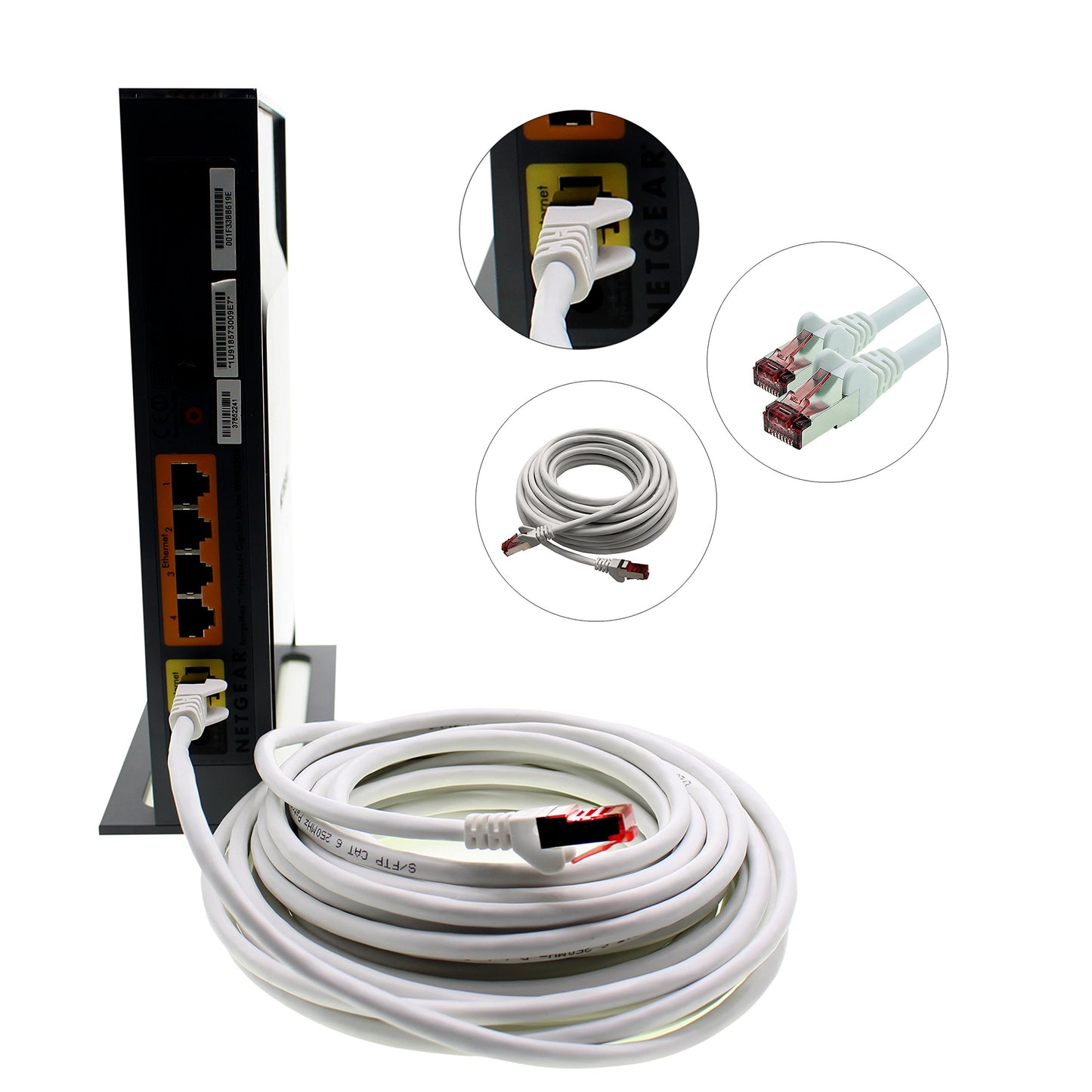 1aTTack.de - 5x 3 meter CAT6 patch cable S/FTP PIMF shielding CAT.6 RJ45 network cable Ethernet cable DSL LAN router switch modem patch panel - white - 5 pieces