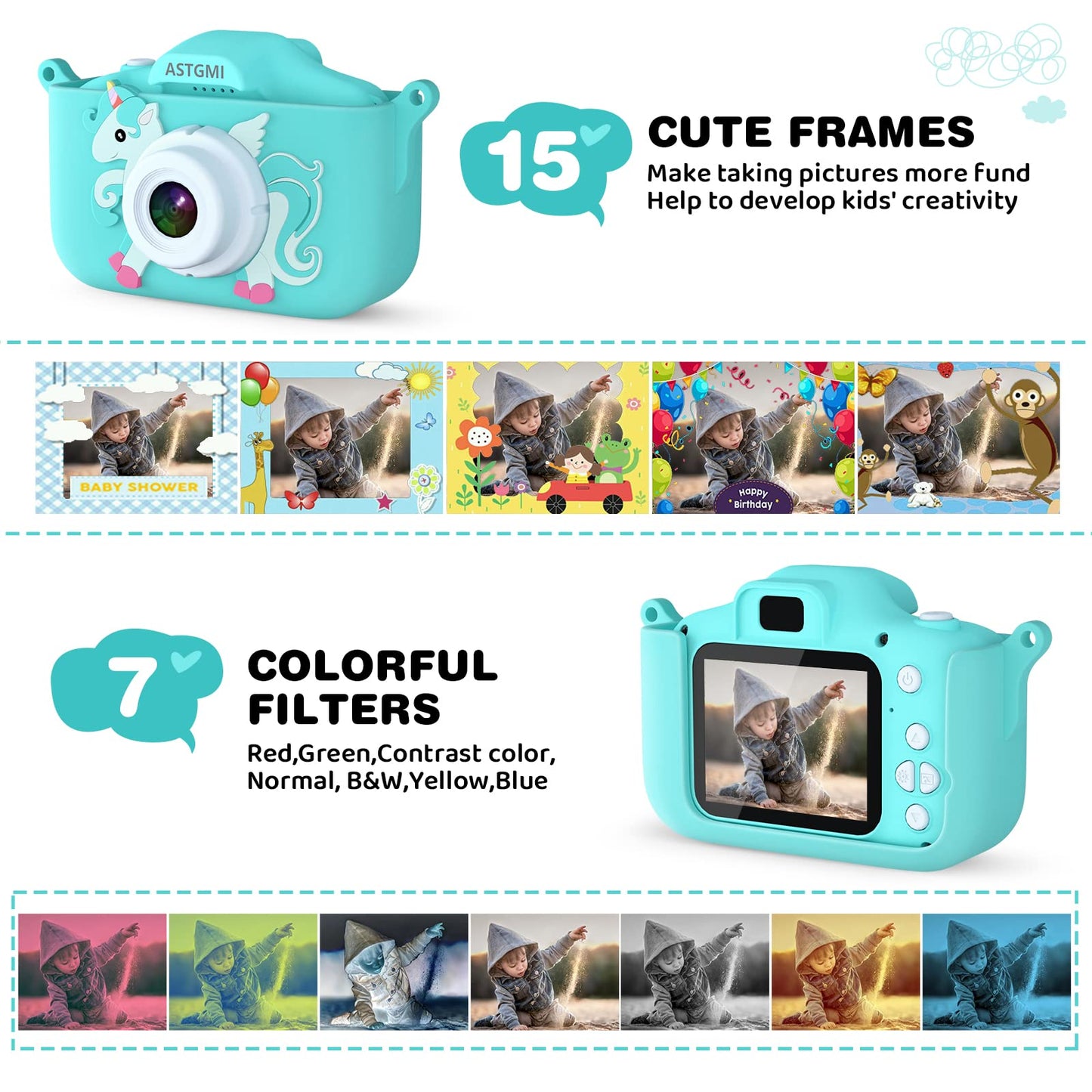 Children's camera, 2.0" display digital camera, for 3 4 5 6 7 8 9 10 11 12 year old boys and girls. 1080P HD anti-drop camera for birthday and Christmas gifts.