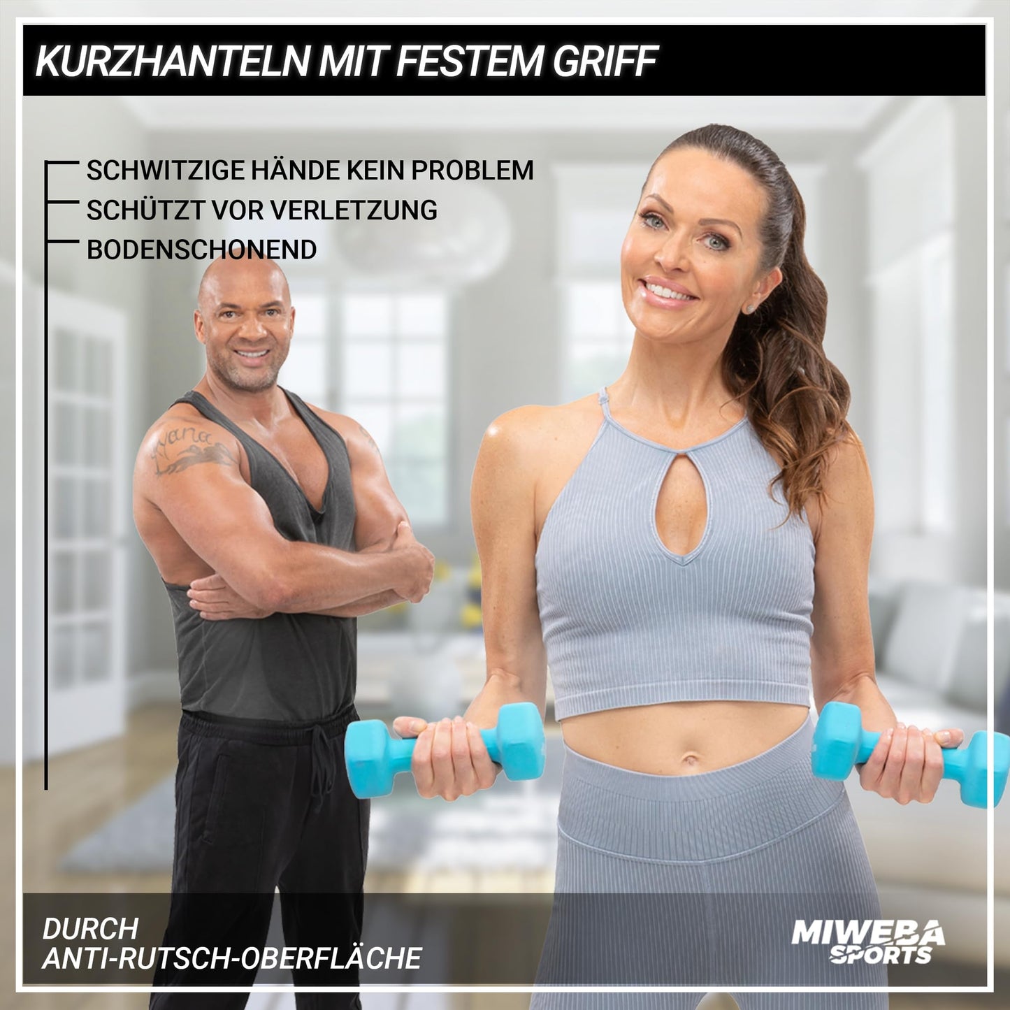 Miweba Sports neoprene dumbbell set NKH100 | ππ«π¨ππ’ dumbbell - Hexagon dumbbell set - short dumbbells - short dumbbell set - gymnastics dumbbells - dumbbell set - Dumbbell - 0.5-10 kg (2X 5.0 kg, Grey)