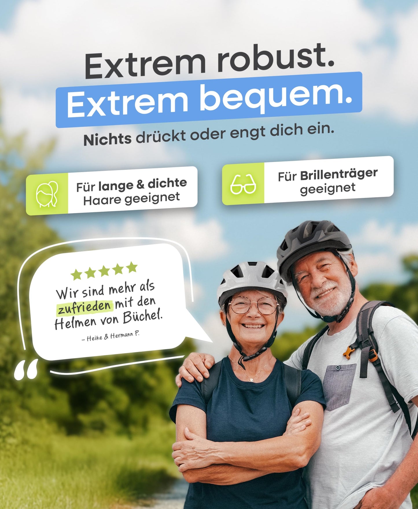 BÜCHEL Bike Helmet with In-Mold Technology - for kids & adults - Cam Lock, chin padding & fly net - Sizes M 52-57 cm & L 58-61 cm - Black, White, Grey (White Matte, L, 58-61cm)