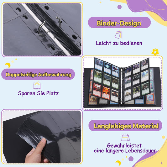 Lichtin trading card albums 540 pockets transparent trading cards 30 pages per 18 pocket empty collection folder card holder with waterproof black book cover