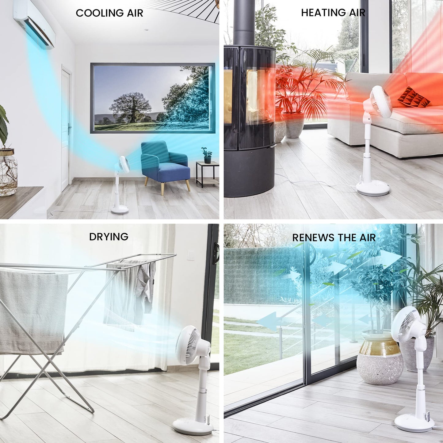 Iris Ohyama Woozoo, 37m², White, 10 speeds, Remote control, Oscillating, quiet, Table Fan, Desk fan, Floor fan, portable, DC motor, STF-DC15T