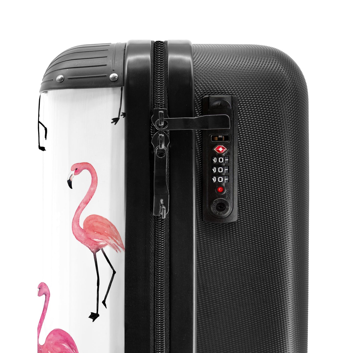NoBoringSuitcases.com® Kids' suitcase for girls with wheels, hand luggage, suitcase with animal motif - flamingo pattern - pink - children's suitcase trolley, 55x40x20.