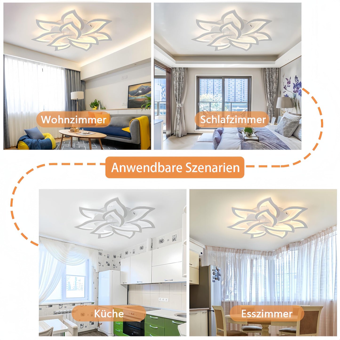 Tetipa LED Ceiling Light Dimmable, 80W-160W Living Room Lamp with remote control and APP, Bedroom Ceiling Light modern Ceiling lighting Chandelier Dimming Lamp Ceiling