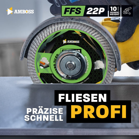 Anvil FFS 22 - Diamond cutting disc Ø 250 mm x 25.4 mm - Hard porcelain stoneware (up to 1.2 cm) / hard granite/slate/tiles/clay pipes/fiberglass | Segment height: 10 mm