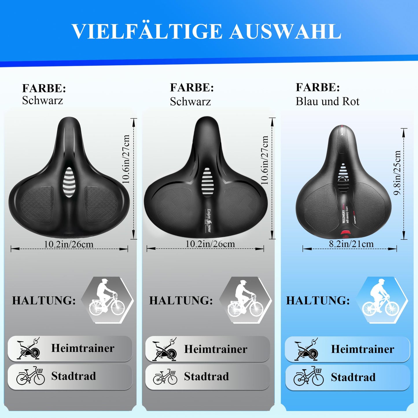 NREDXOON Bike Saddle Ergonomic Anti-Pressure Saddle: Memory Foam with Air Channels - Non-Slip & Waterproof Surface - Specifically designed for commuters with seat discomfort - Long distance & everyday use (Red)