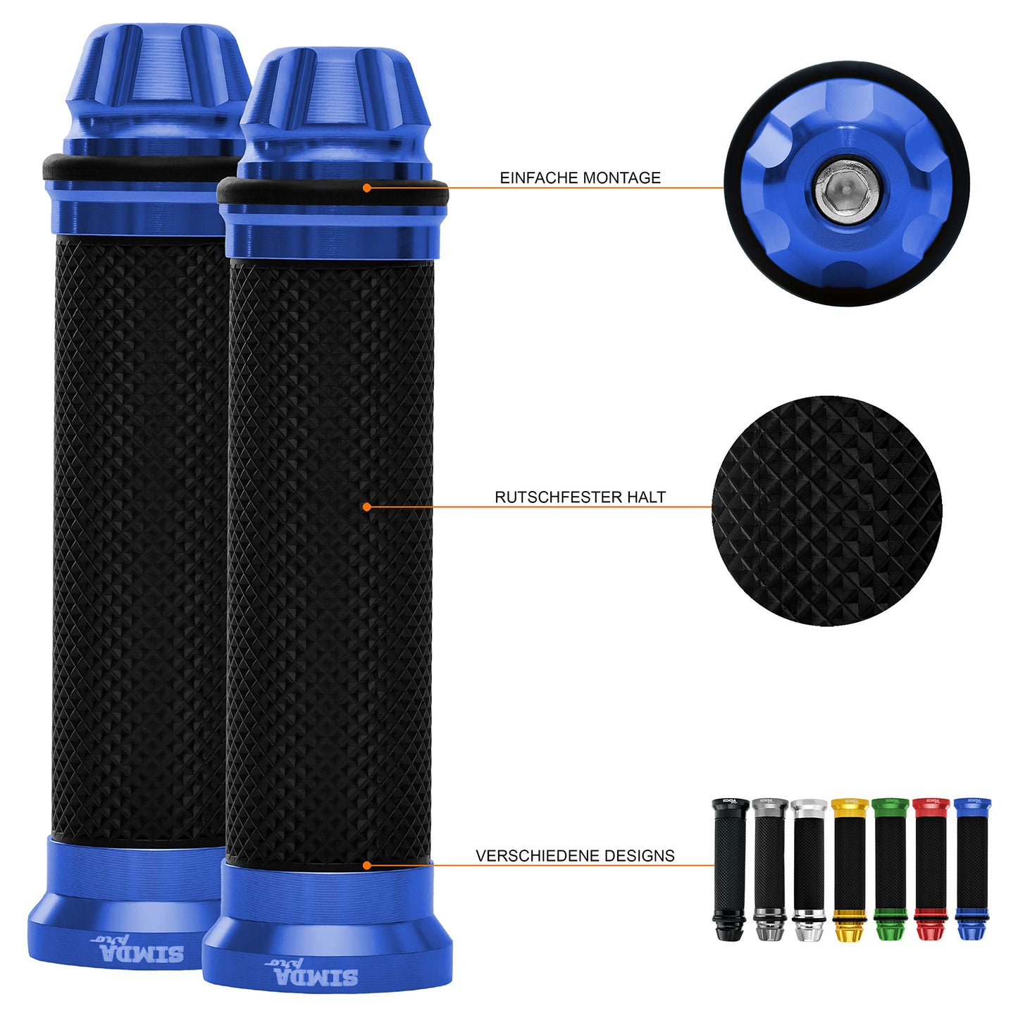 Universal motorcycle handlebar grips 22mm - 24mm for scooters mopeds High-quality anti-slip motorcycle grips high-quality rubber grips made of CNC aluminum - Premium design