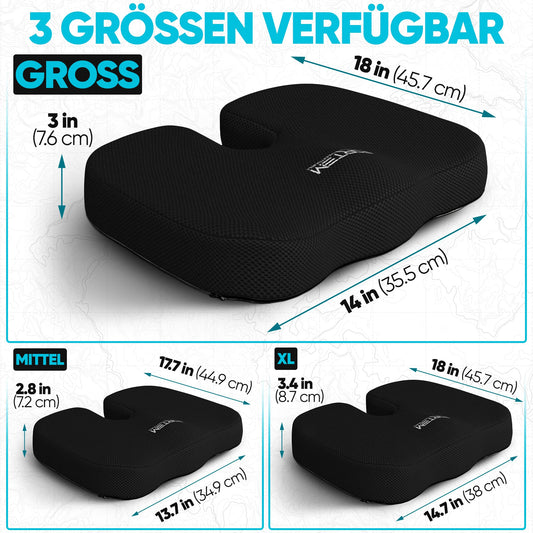 FORTEM Seat Cushion, Chair Pad, Office Chair Cushion, Memory Foam Desk Chair Pillow, Non-Slip Seat Cushion for Gaming, Car Seat Cushion, Computer Chair Cushion, Washable Cover