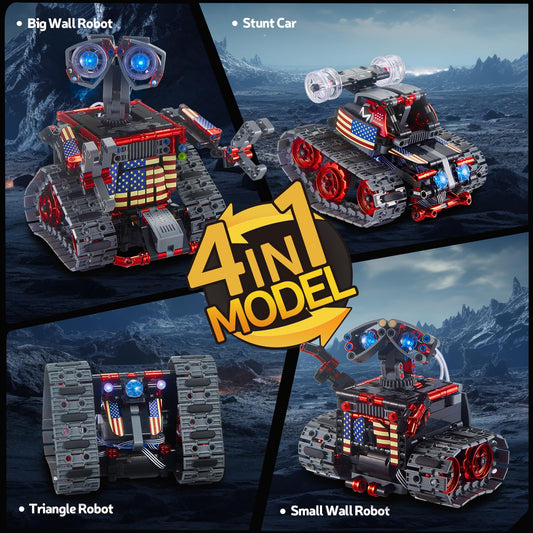 VEPOWER Technology Robot Boys Building Toy, 4 in 1 App & Remote Control Programmable Robotic Set Toy, Creative Gift for Kids 6-12+ (560 Pieces)