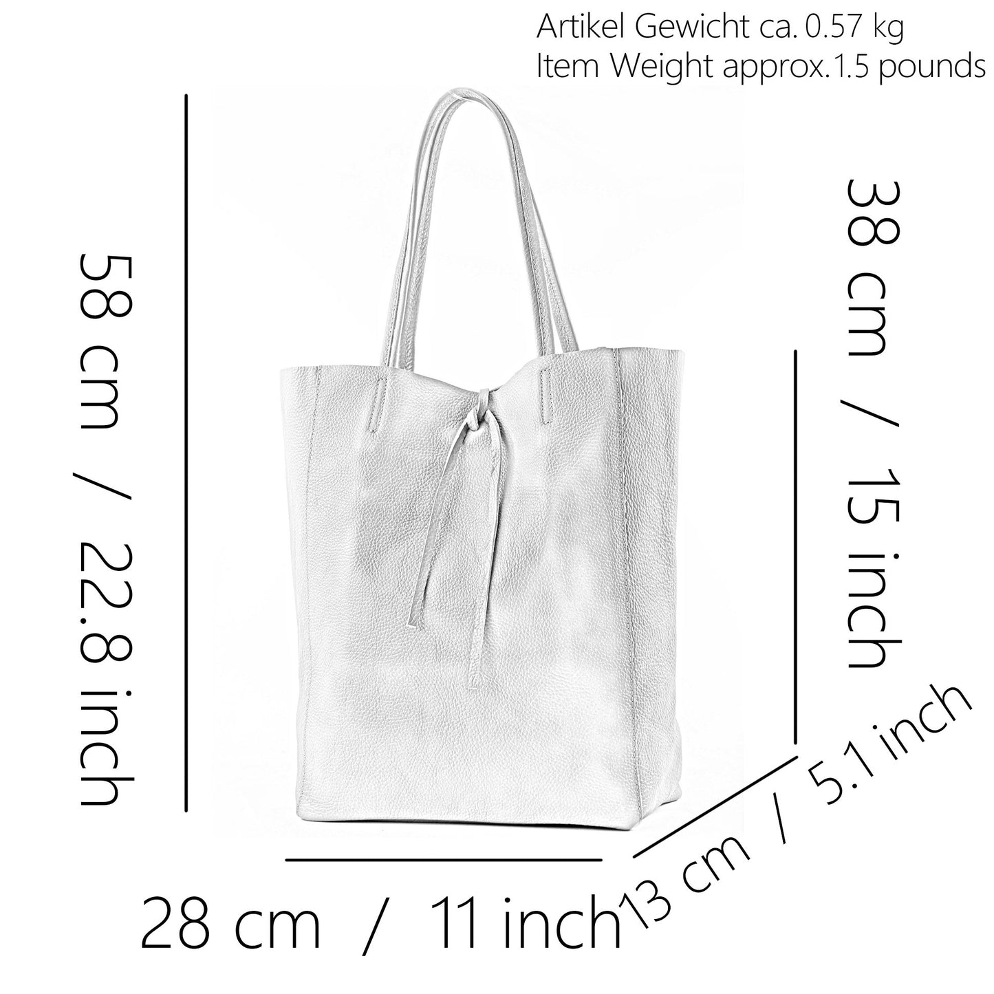modamoda de T163 women's leather shopper shoulder bag large with inner pocket handmade in Italy, color: gold-metallic.