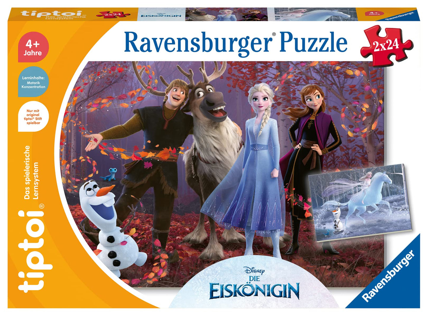 Ravensburger tiptoi Game 00116 - Disney Frozen - For ages 4 & tiptoi Game 00134 - Puzzle for little explorers: Disney Frozen - 2x24 pieces kids puzzle for ages 4.