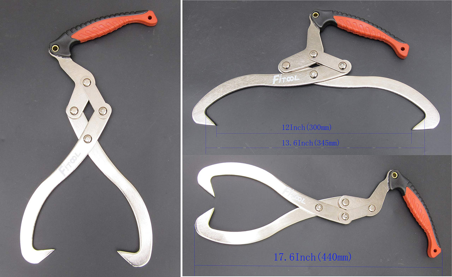 300 mm Log Carrier, Log Tongs, Log Lifting Hook, Timber's Tongs for Lifting Logs, Total Length 17.6 Inches