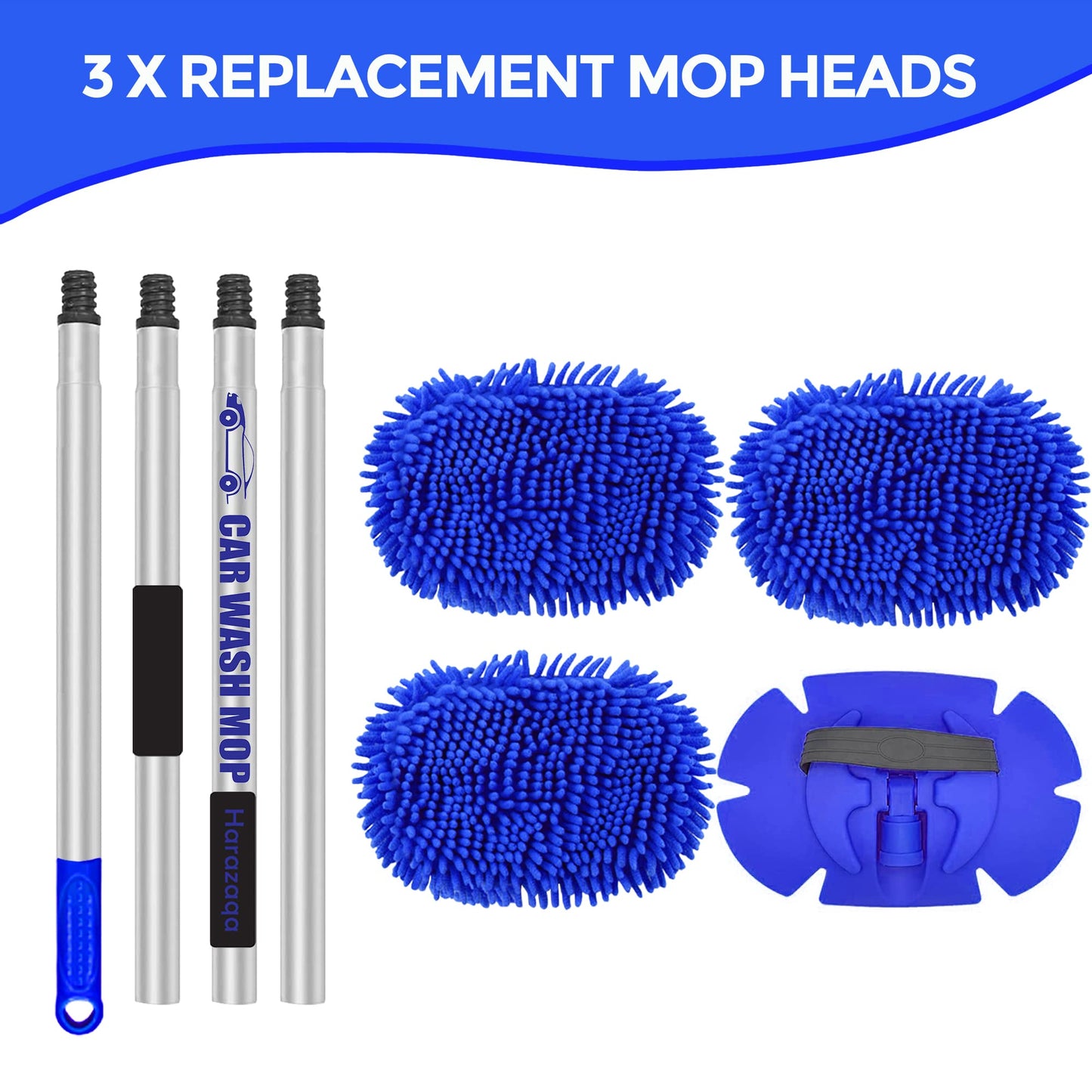 160cm 63'' Car Wash Brush with Telescopic Handle RV Car Wash Brush Cleaning Set Microfiber Towels Car Cleaning Brush Set for Truck Trailer Vehicle 2 In 1 Anti-Scratch Telescopic Brush Mop Replacement