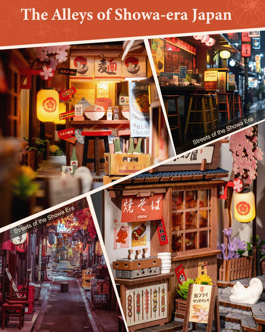 Rolife Book Nook Kit Sakura Vineyard Booknook Japanese Style Izakaya DIY Miniature House Kit for Adults to Build Christmas Birthday Gift Bookshelf Decoration Diorama Kit