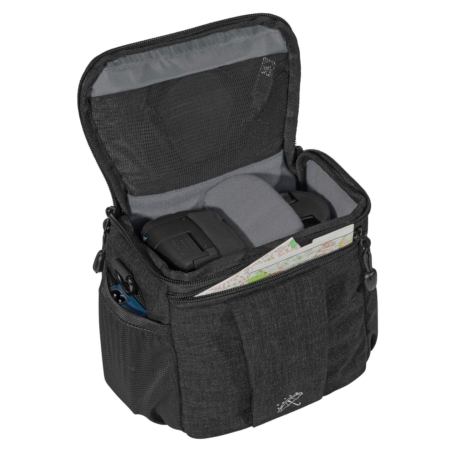PEDEA DSLR camera bag "Fashion" with screen protector for Canon EOS 5D 5D Mark II 400D 2000D / Nikon D60 D80 D90 D3100 D3200 D3300 D3400 D5300 D7100 / Pentax K 30 K 50 K 500, size L in black.