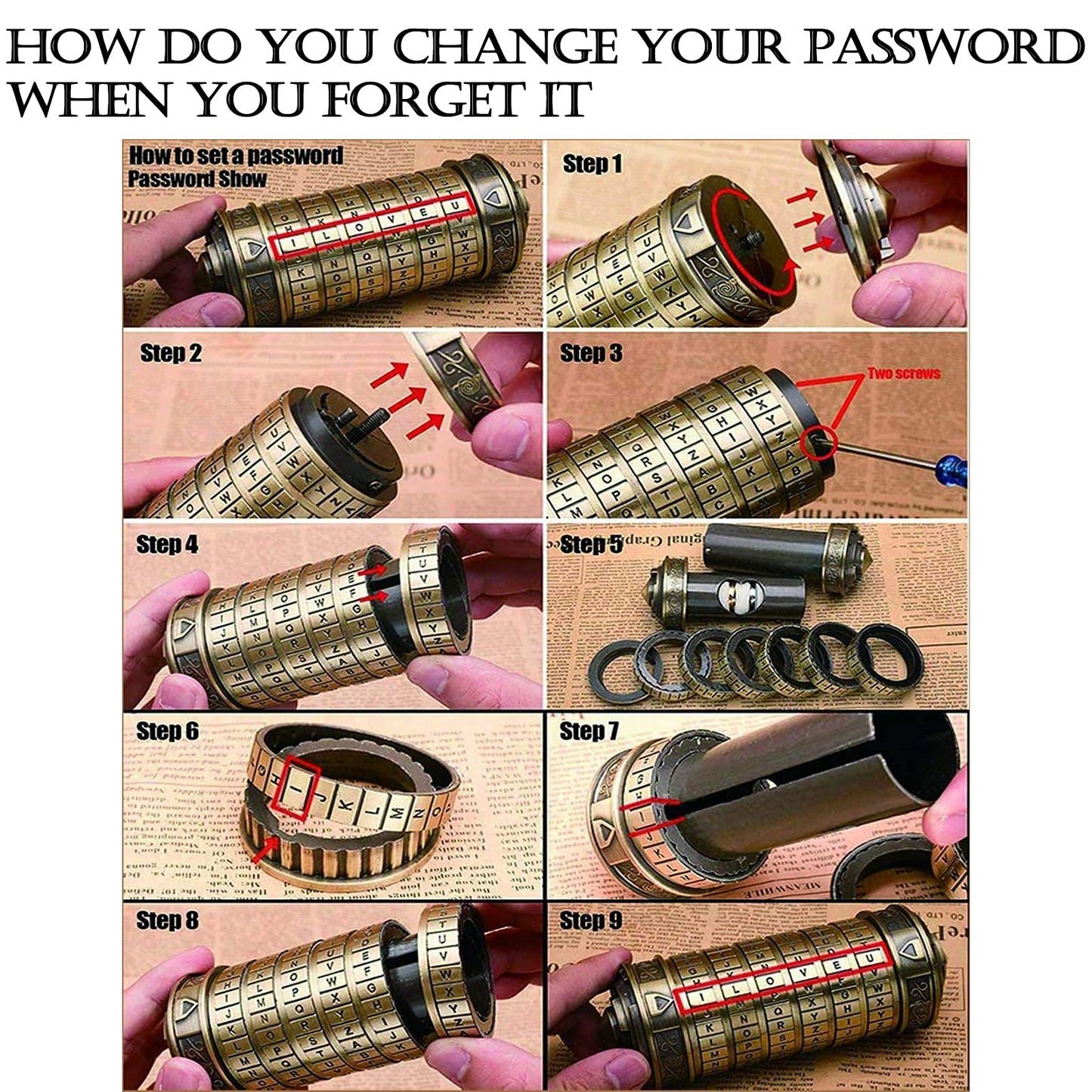 Da Vinci Code Cryptex Valentine's Day gifts for men women them him lock letter password code mini cryptex lock romantic birthday