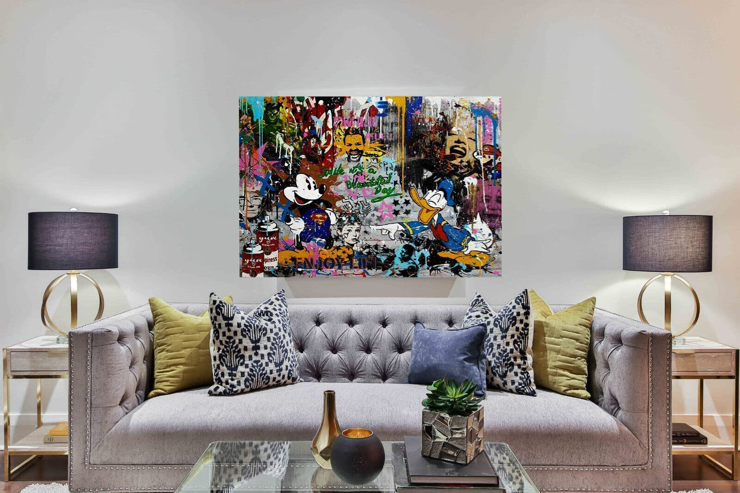 Magic Canvas Art Mickey Mouse Donald Duck Pop Art canvas picture 1-piece High-quality art print wall art - B8351, Material: canvas, Size: 120x80 cm
