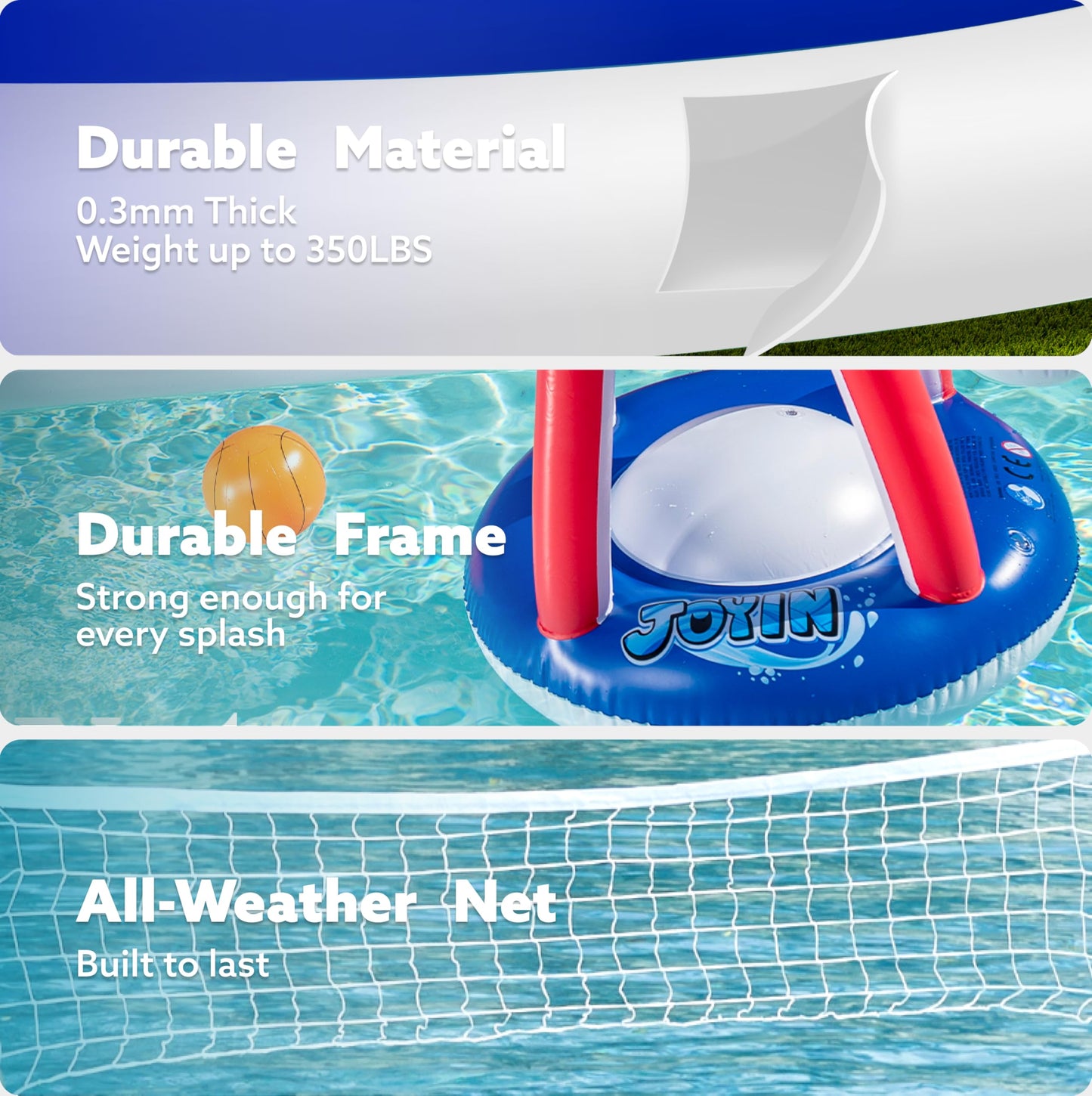 JOYIN Inflatable Pool Float Set, Volleyball Net & Basketball Hoops & Balls for Kids and Adults, Water Ball Game Pool Toy Volleyball Basketball Pool Toy, Water Sports Summer Toy