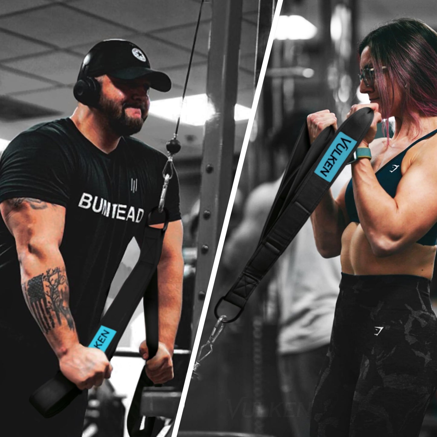 Vulken Tricep Rope Attachment. 24 Inch, 17 Inch Two lengths in one pull down rope. Triceps Extension Straps Fitness Equipment. Home Workout Handles for Resistance Bands.