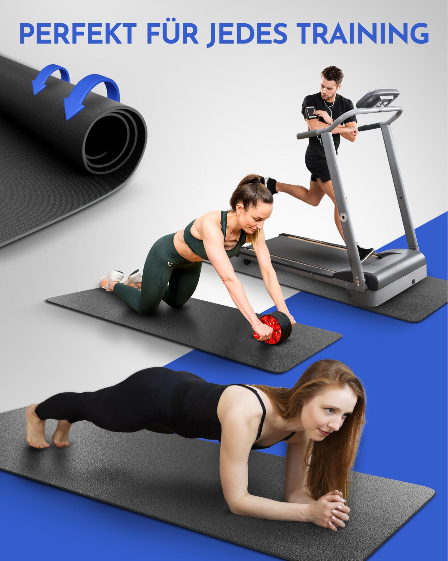 NEOLYMP Floor Protection Mat for Fitness Equipment (200 x 90cm) - Treadmill Mat 8mm Thickness - Durable, Non-Slip & Shock-Absorbing - Fitness Floor Mat for Crosstrainers - Exercise Mat, Fitness Mat