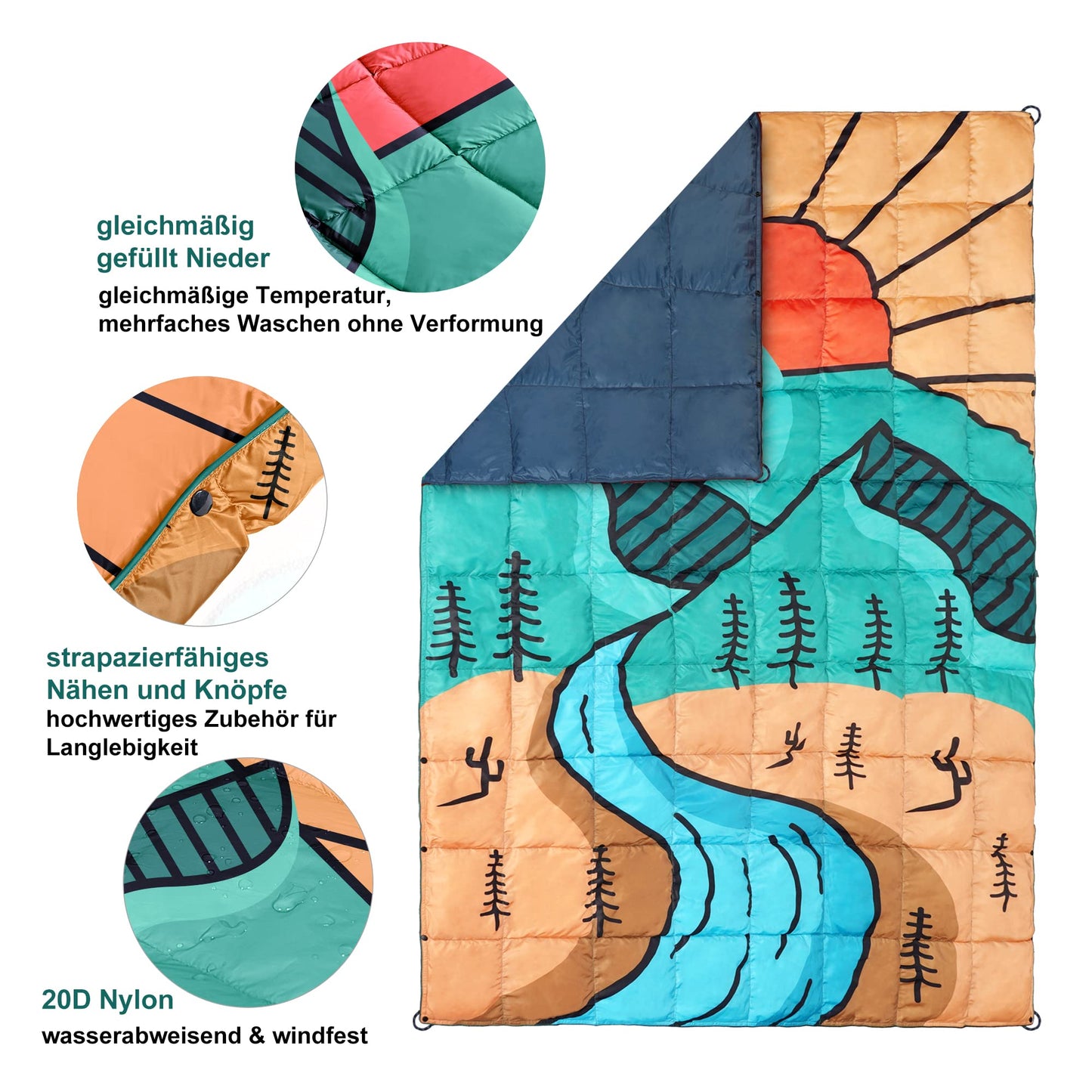 4Monster Outdoor Down Blanket Ultralight for Camping, Compact Travel Blanket Bedspread Warm Soft for Outdoor Indoor Travel Christmas