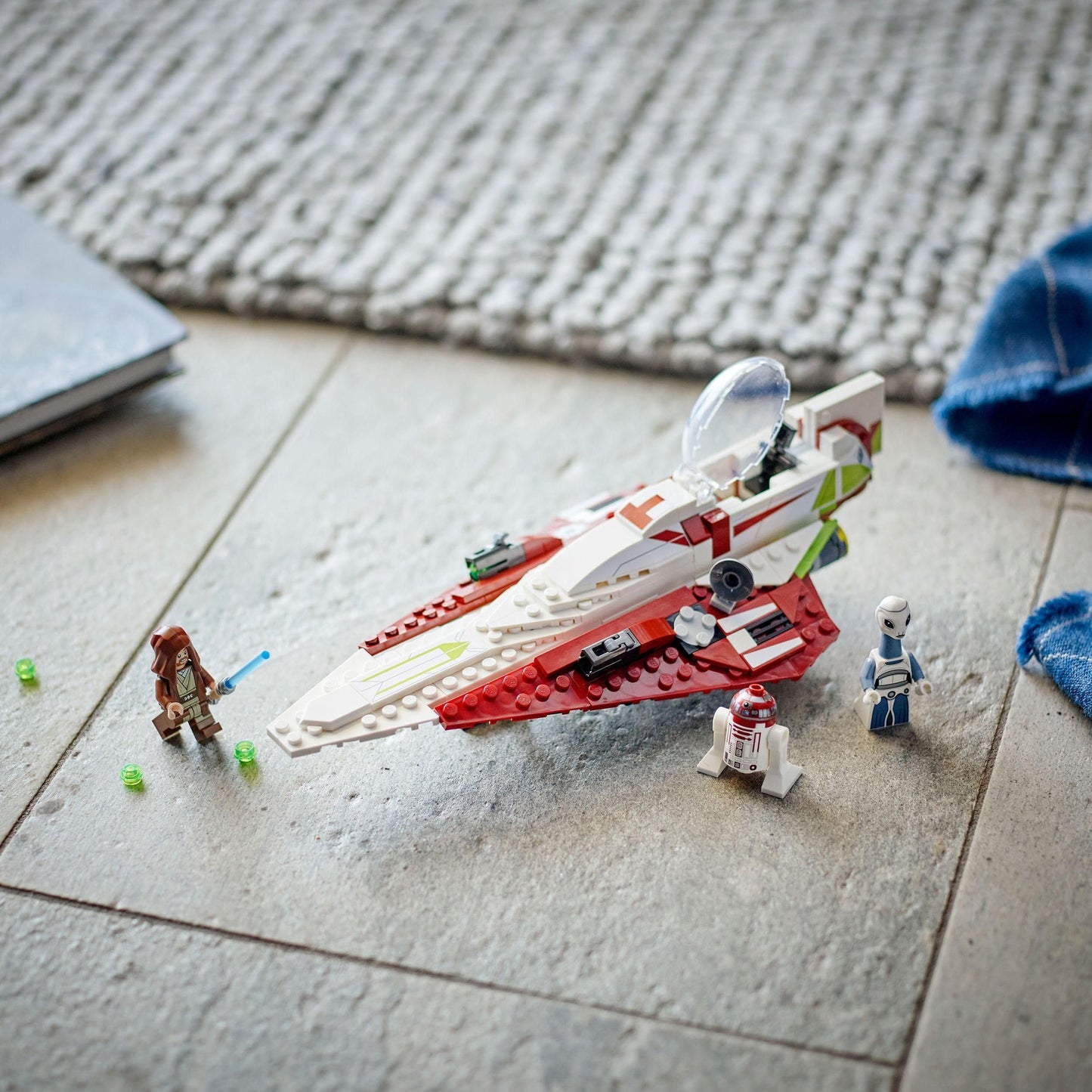 LEGO Star Wars Obi-Wan Kenobi's Jedi Starfighter, buildable toy with Taun We, droid figure, and lightsaber, Attack of the Clones Set 75333.