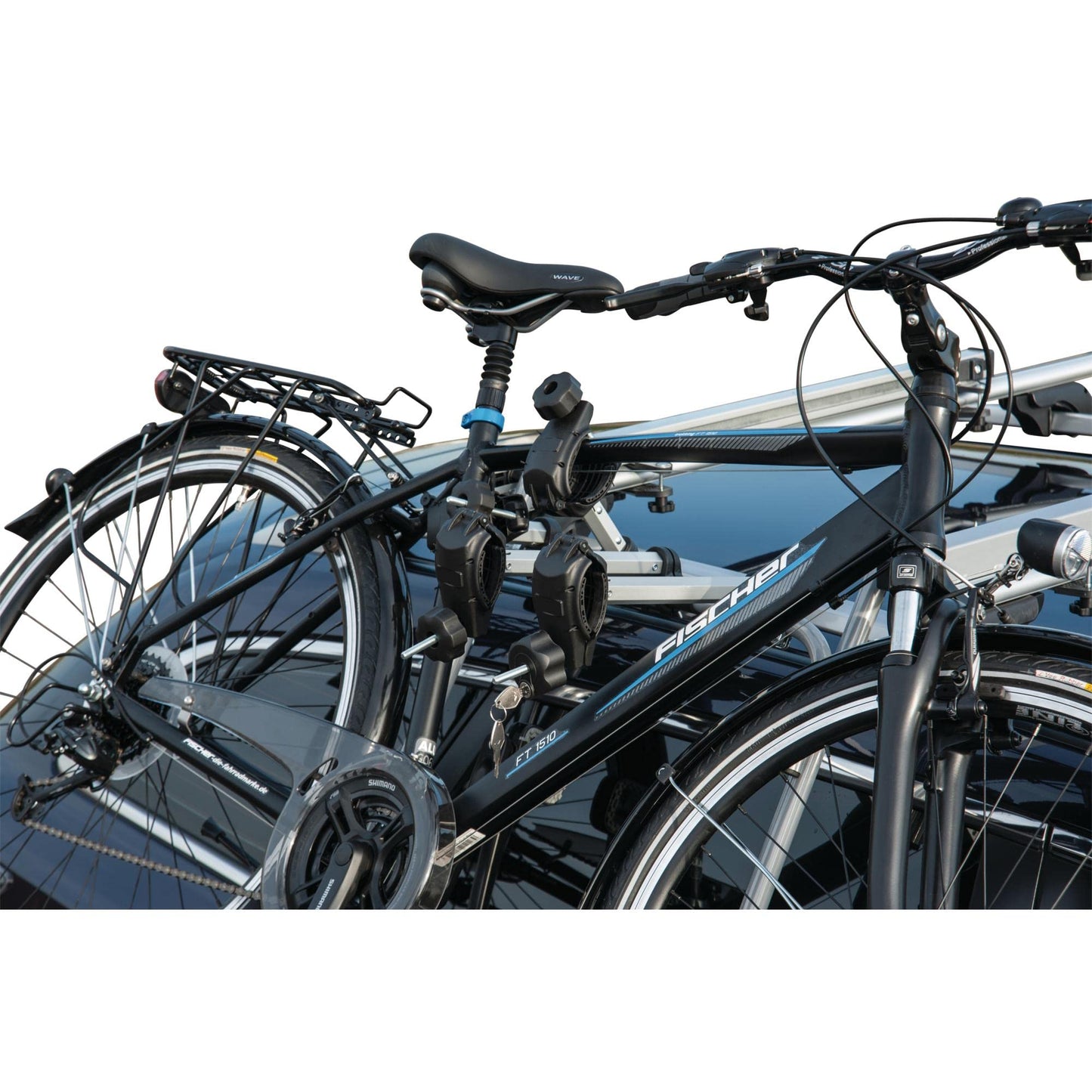 Fischer Roof Lift Bike Carrier for 2 bikes, roof bike carrier for car roof, TÜV/GS certified, load capacity up to 30 kg.