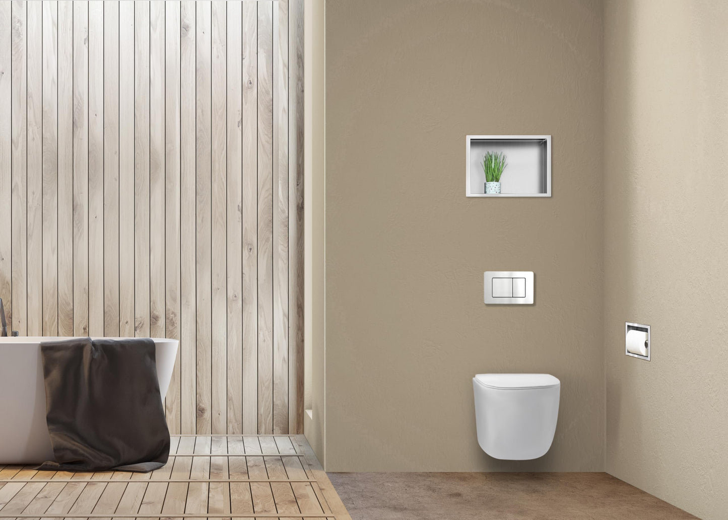 Balneo stainless steel toilet paper holder, 17.3x17.3x8.6 cm, recessed installation, paper dispenser toilet paper holder for bathroom, wall-mounted installation Wall-Box Paper 1 INOX