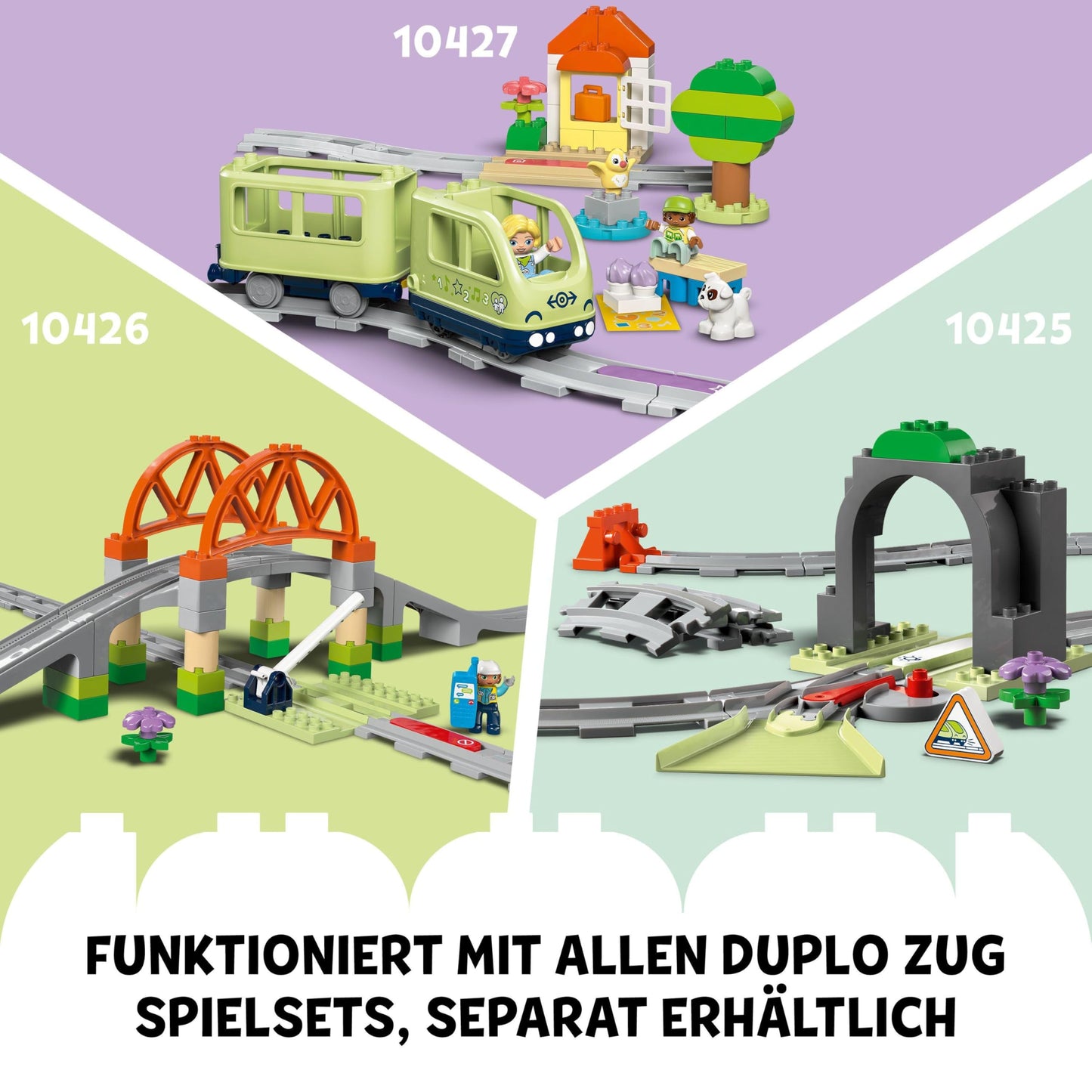 LEGO DUPLO Interactive Adventure Train - Educational toy for toddlers aged 2+ - 14 track pieces, action bricks with sounds, and 4 play figures - Gift idea for boys & girls - 10427.